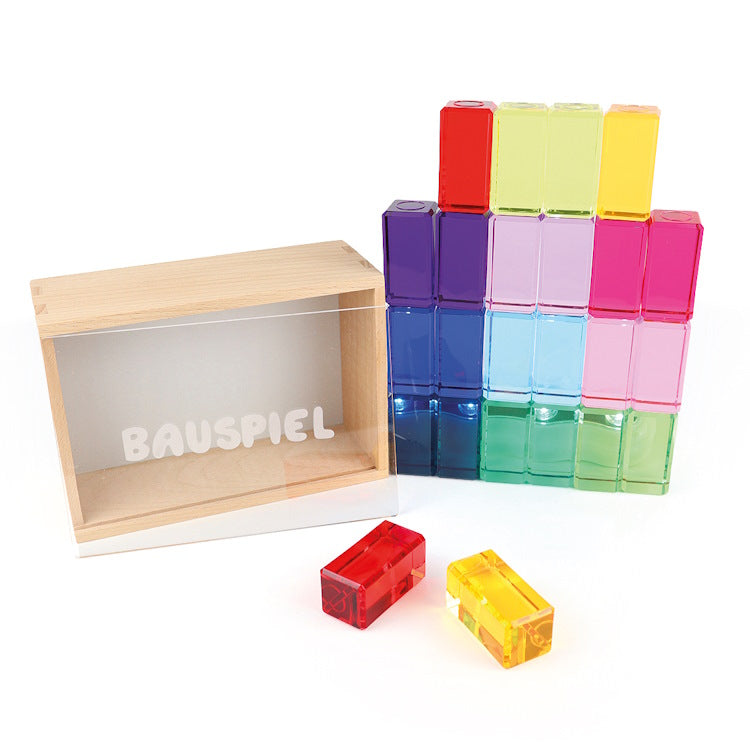 Bauspiel | Luminous Blocks 24 Pieces in Tray at Milk Tooth Australia