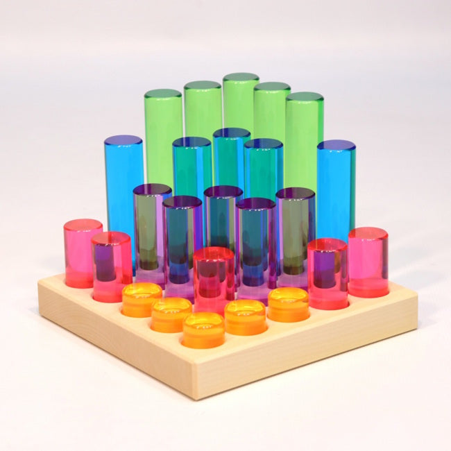 Bauspiel | Luminous Pillars 25 Pieces Plus Tray at Milk Tooth Australia