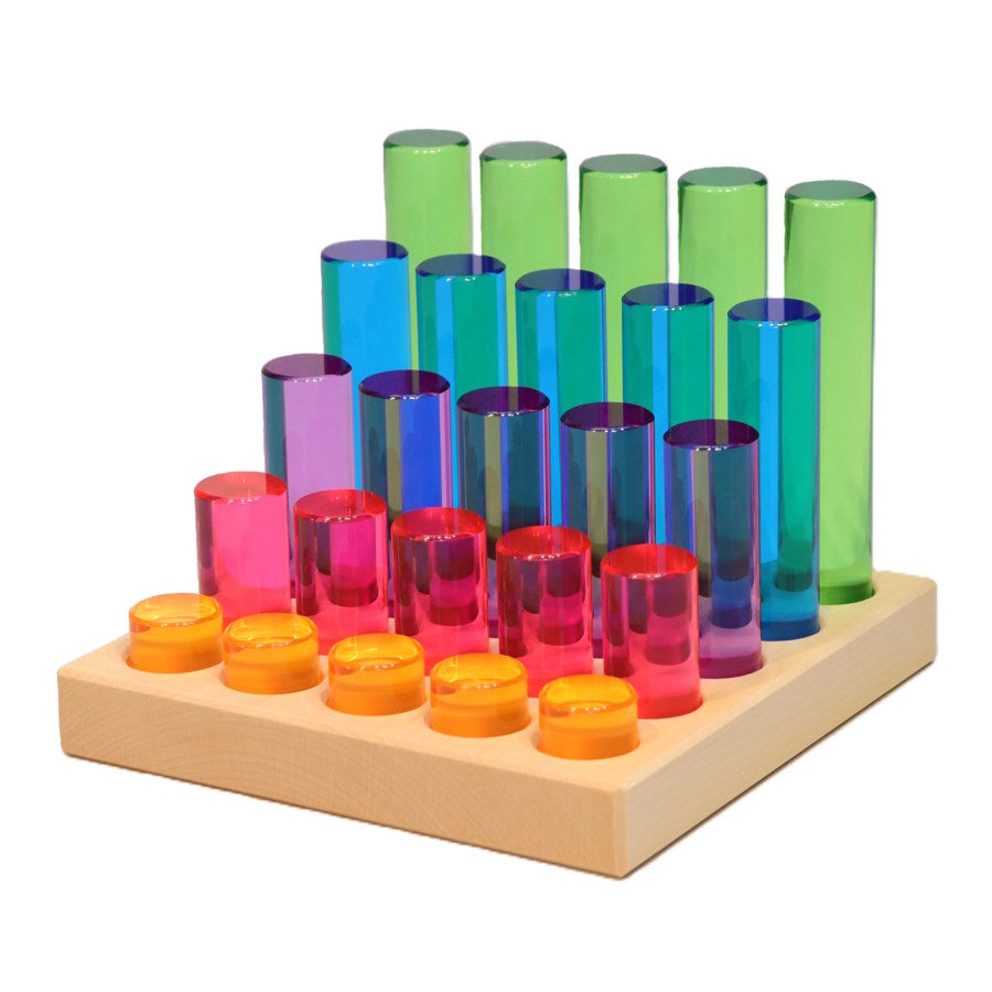 Bauspiel | Luminous Pillars 25 Pieces Plus Tray at Milk Tooth Australia