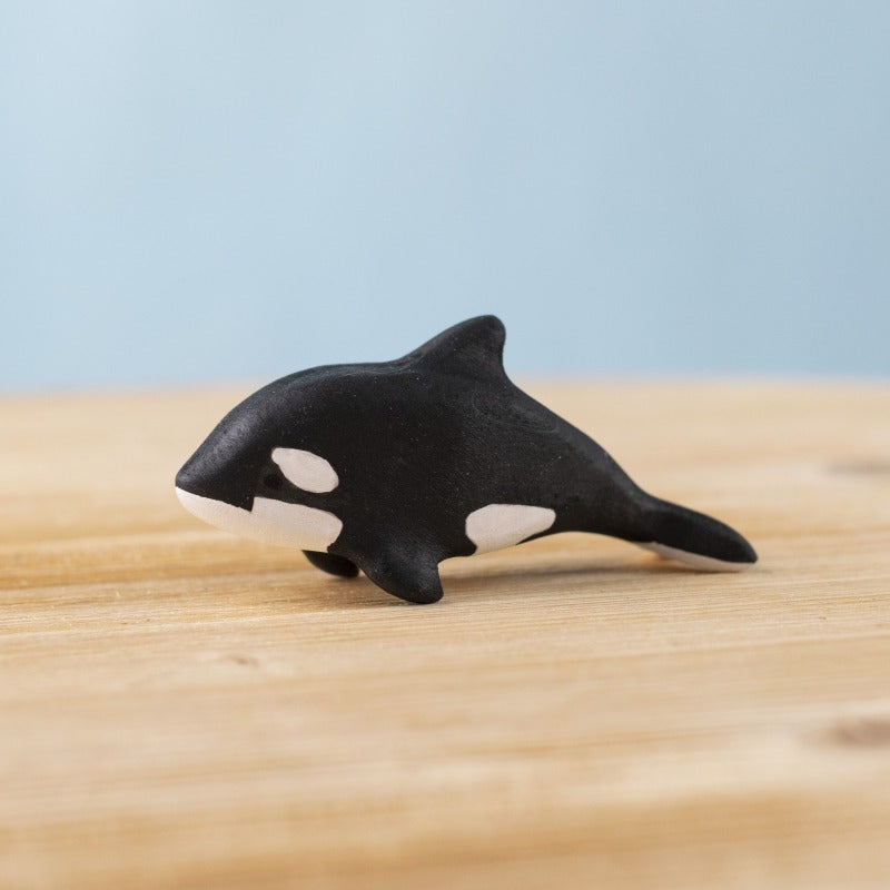 Bumbu Toys Baby Orca wooden toy at Milk Tooth Australia