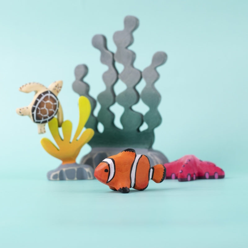 Bumbu Toys Clown Fish wooden toy at Milk Tooth Australia
