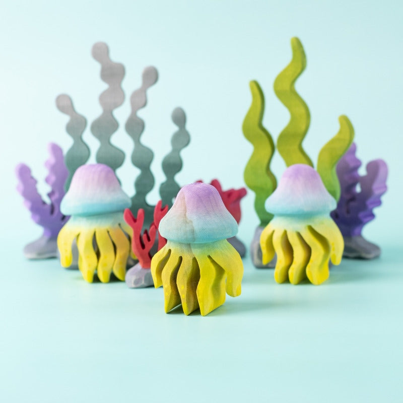 Bumbu Toys Jellyfish wooden toy at Milk Tooth Australia