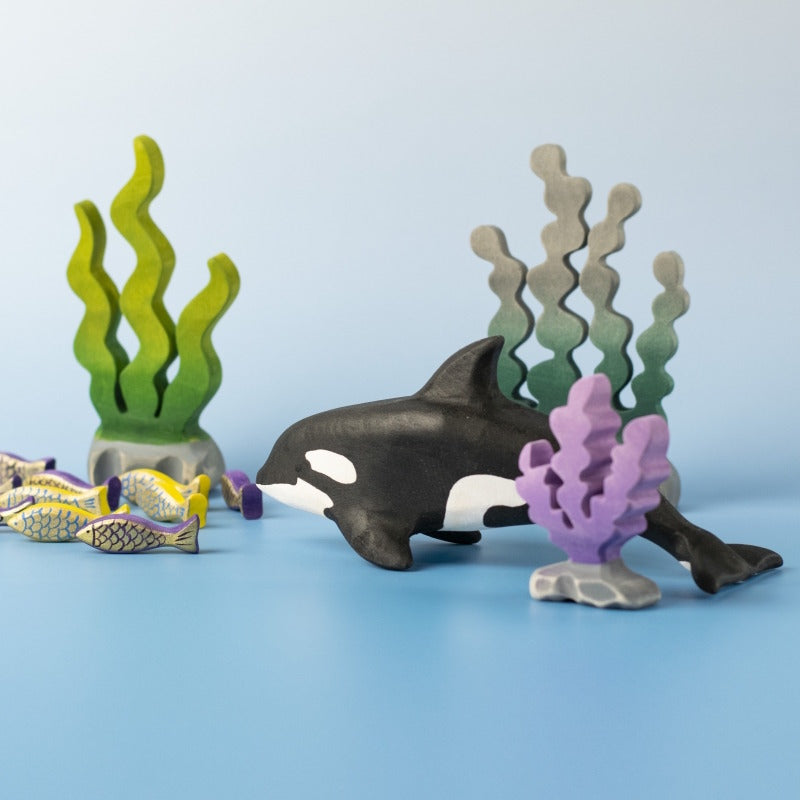 Bumbu Toys Orca wooden toy at Milk Tooth Australia