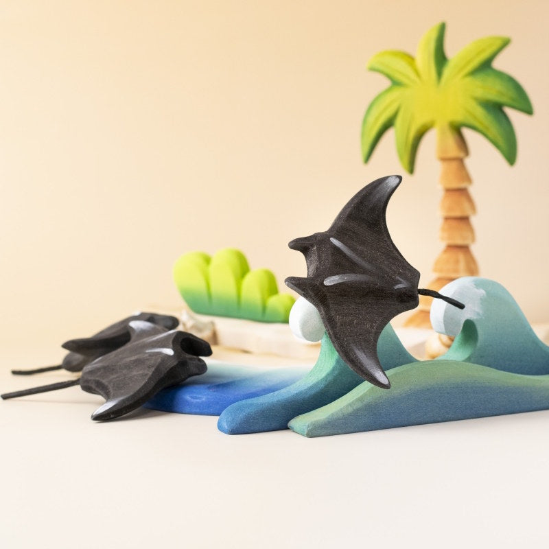 Bumbu Toys Reef Manta Ray wooden toy at Milk Tooth Australia