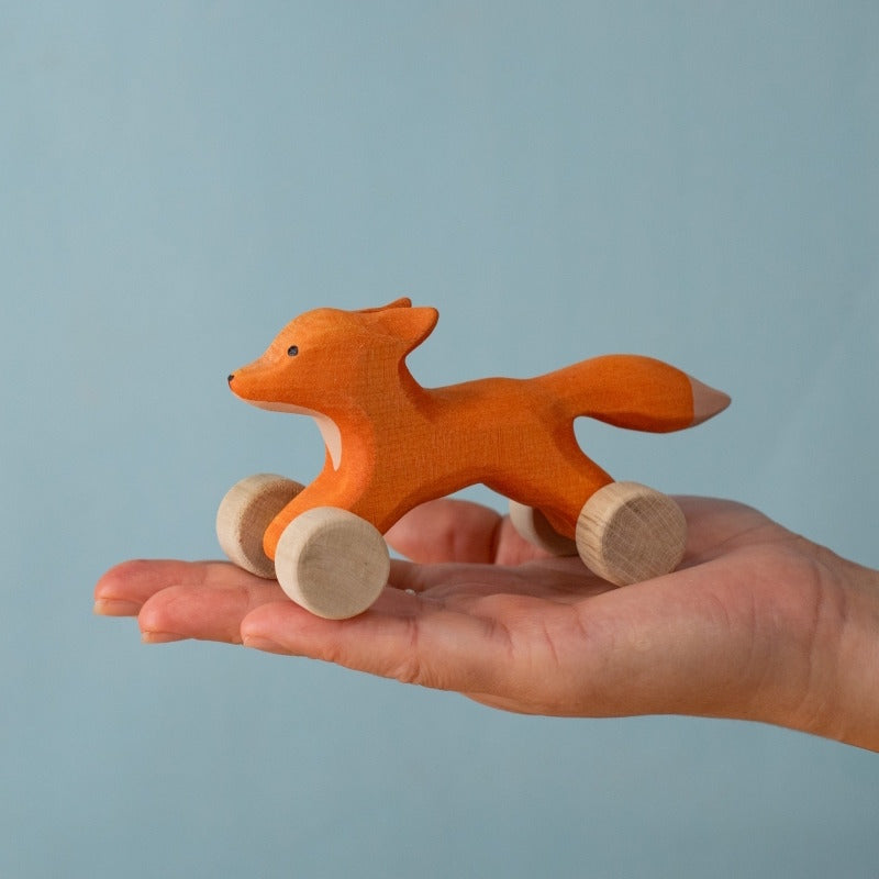 Bumbu Toys Rolling Fox wooden toy at Milk Tooth Australia