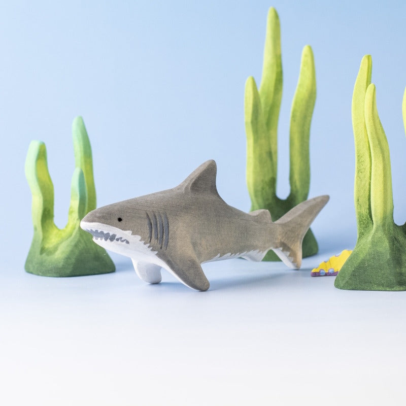 Bumbu Toys Shark wooden toy at Milk Tooth Australia