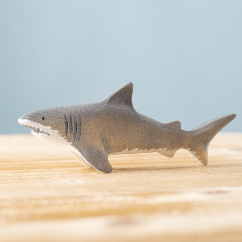 Bumbu Toys Shark wooden toy at Milk Tooth Australia