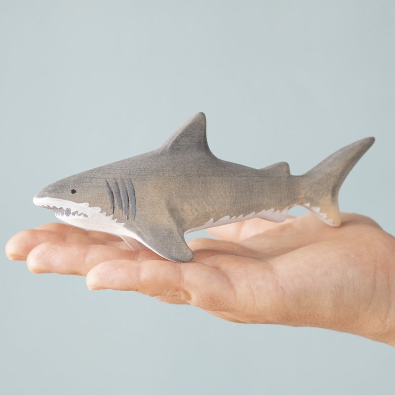 Bumbu Toys Shark wooden toy at Milk Tooth Australia