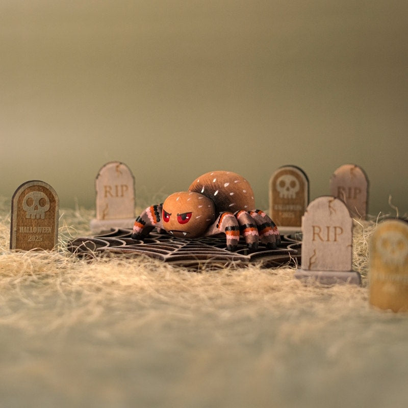 Bumbu Toys Cobweb Spider and Gravestones wooden toys at Milk Tooth Australia