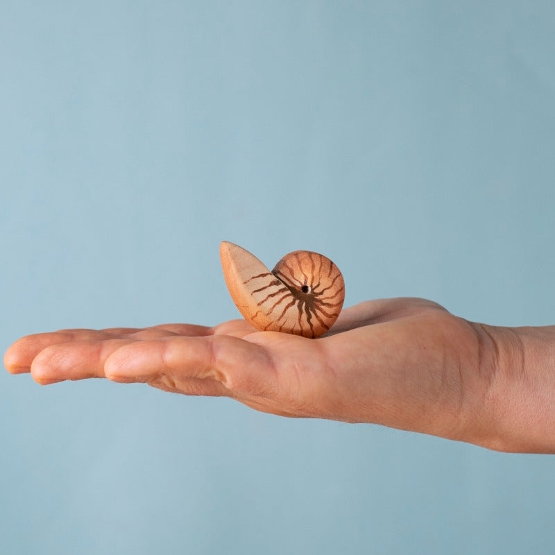 Bumbu Toys Spiral Shell wooden toy at Milk Tooth Australia