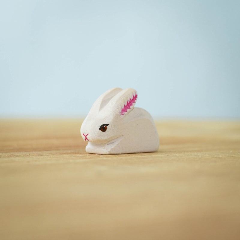 Bumbu Toys | White Baby Rabbit Perching at Milk Tooth Australia