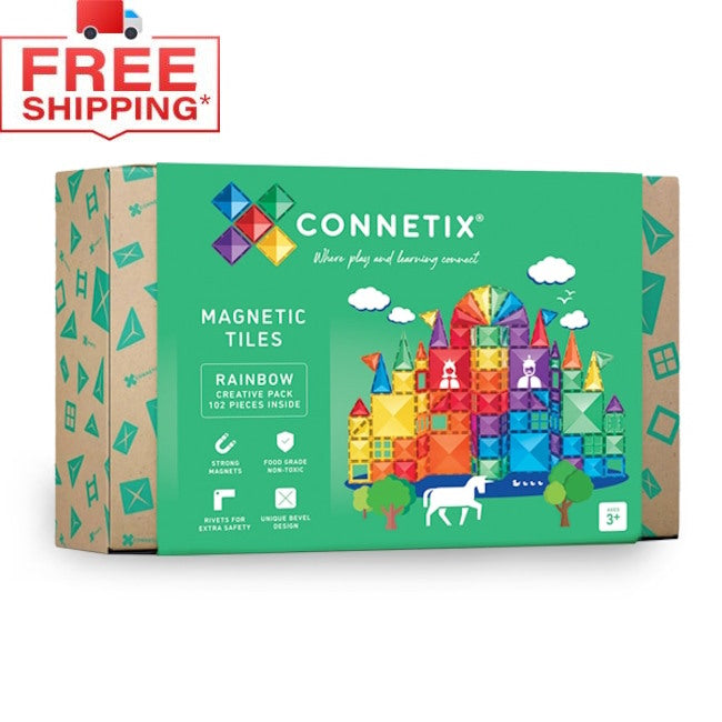 Connetix Tiles 102 Piece Rainbow Creative Pack at Milk Tooth Australia