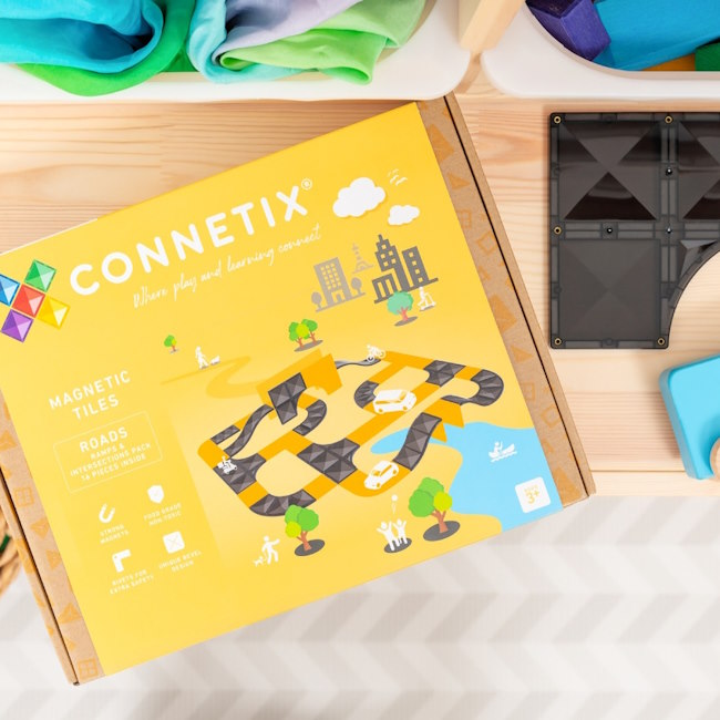 Connetix Tiles | 16 Piece Roads Ramps &amp; Intersections Pack at Milk Tooth Australia