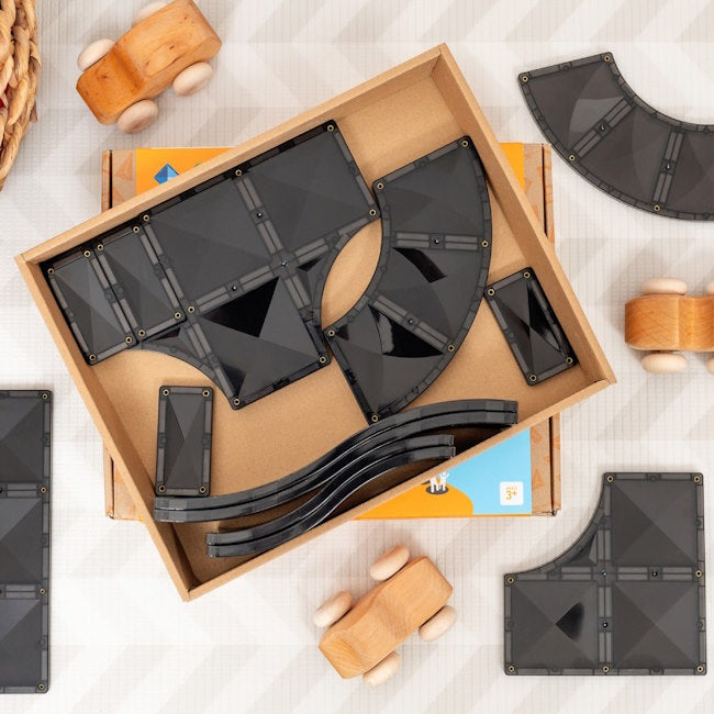 Connetix Tiles | 16 Piece Roads Ramps &amp; Intersections Pack at Milk Tooth Australia