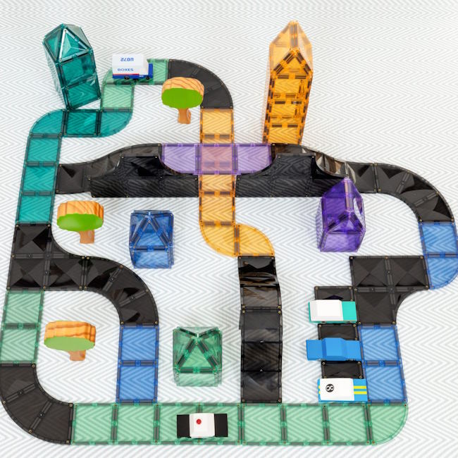 Connetix Tiles | 16 Piece Roads Ramps &amp; Intersections Pack at Milk Tooth Australia