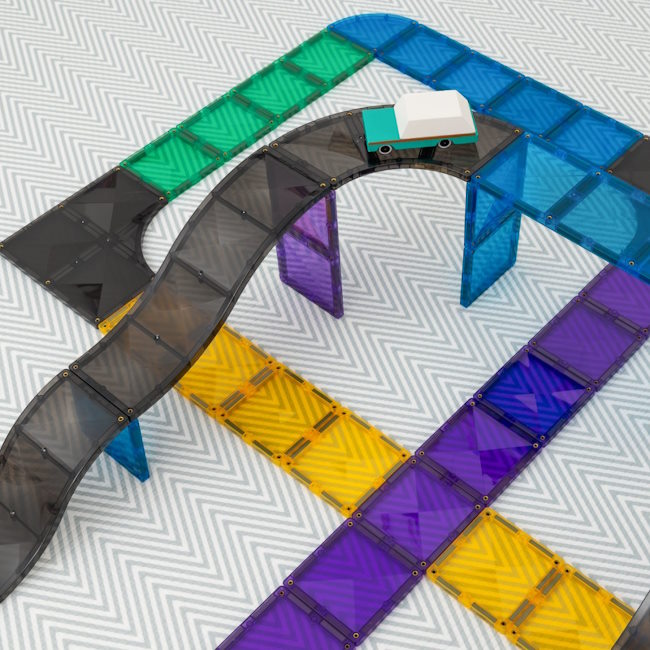 Connetix Tiles | 16 Piece Roads Ramps &amp; Intersections Pack at Milk Tooth Australia