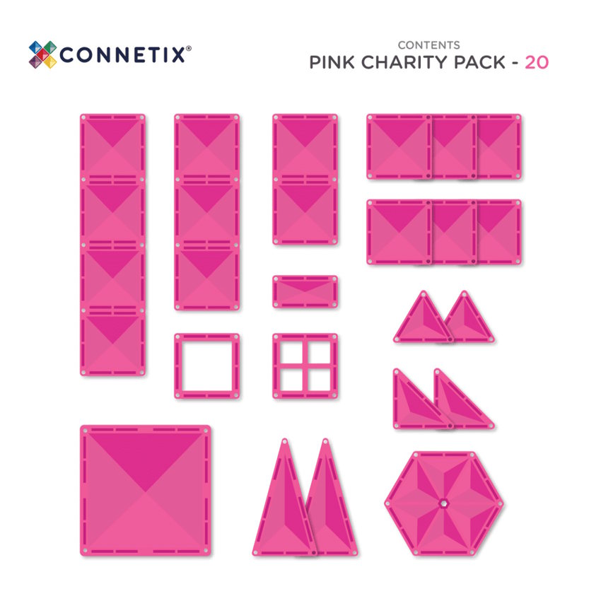 Connetix Tiles Charity Pack Pink 20 Pieces for breast cancer research at Milk Tooth Australia