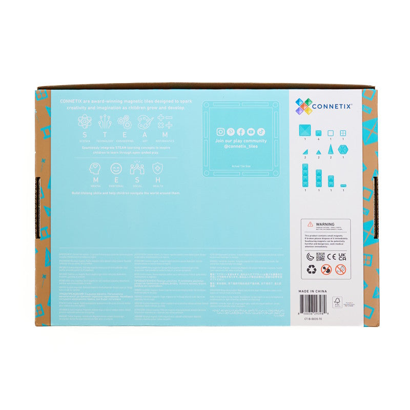 Connetix Tiles Charity Pack Teal 20 Pieces for MND research at Milk Tooth Australia