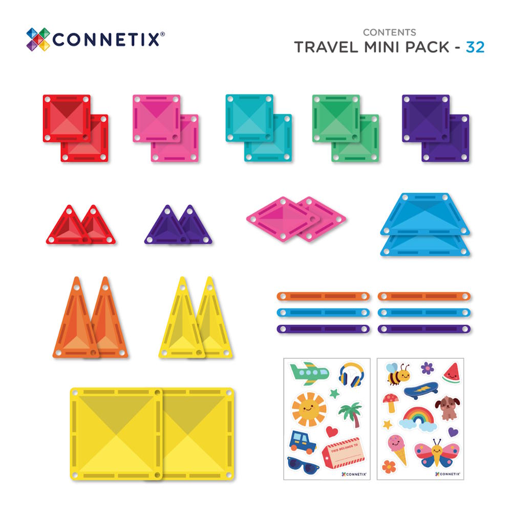Connetix Tiles | 32 Piece Travel Mini Pack at Milk Tooth Australia