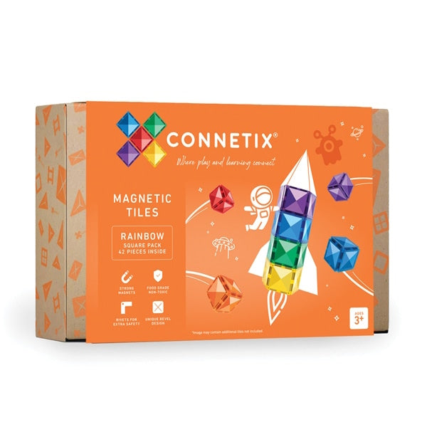 Connetix Tiles | 42 Piece Rainbow Square Expansion Pack PRE-ORDER at Milk Tooth