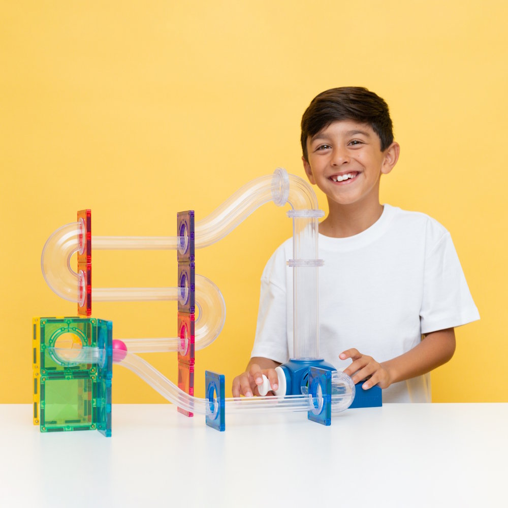 Connetix Tiles | 47 Piece Ball Run Launcher Pack at Milk Tooth Australia