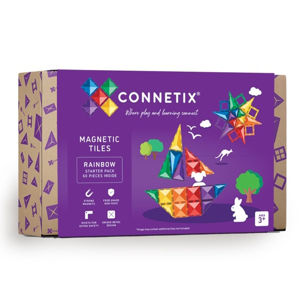 Connetix Tiles | 60 Piece Rainbow Starter Set PRE-ORDER at Milk Tooth