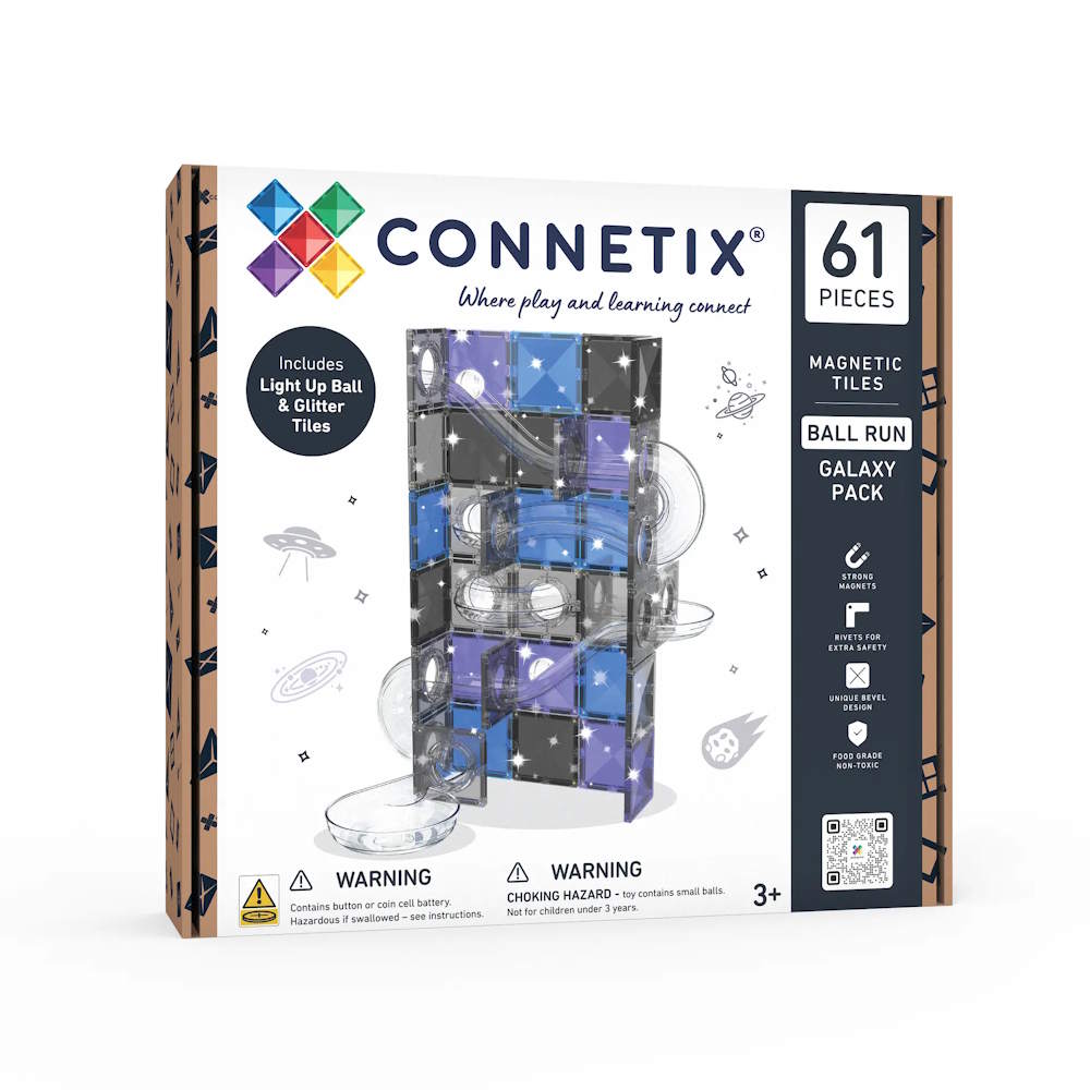 Connetix Tiles | 61 Piece Ball Run Galaxy Pack at Milk Tooth Australia