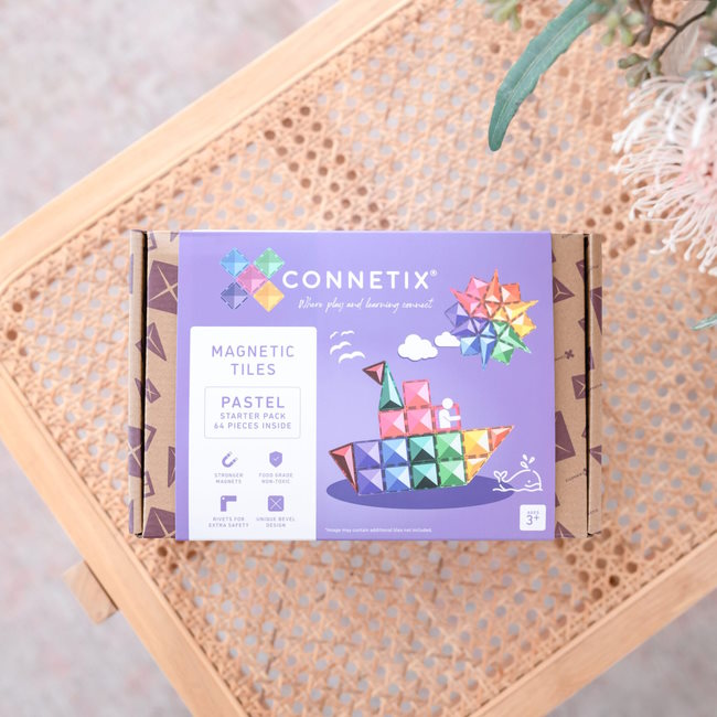Connetix Tiles | 64 Piece Pastel Starter Set at Milk Tooth Australia