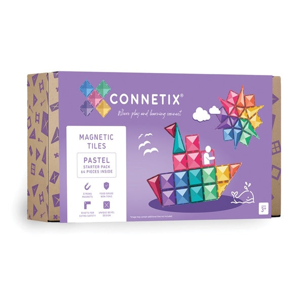 Connetix Tiles | 64 Piece Pastel Starter Set - Milk Tooth