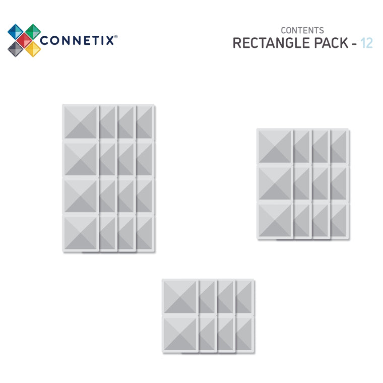 Connetix Tiles | 12 Piece Clear Rectangle Pack at Milk Tooth Australia