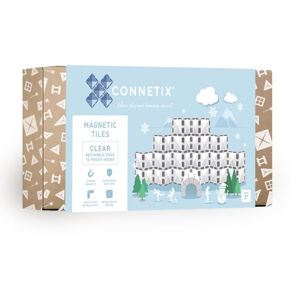 Connetix Tiles | 12 Piece Clear Rectangle Pack at Milk Tooth Australia