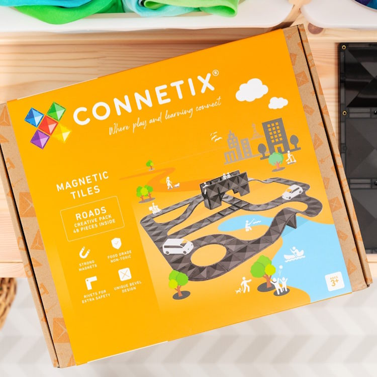 Connetix Tiles | 48 Piece Creative Roads Pack at Milk Tooth Australia