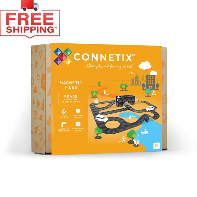 Connetix Tiles | 48 Piece Creative Roads Pack at Milk Tooth Australia