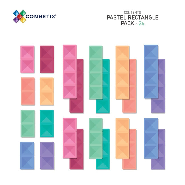 Connetix Tiles | 24 Piece Pastel Rectangle Pack at Milk Tooth Australia