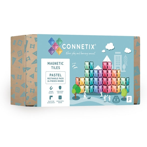 Connetix Tiles | 24 Piece Pastel Rectangle Pack - Milk Tooth
