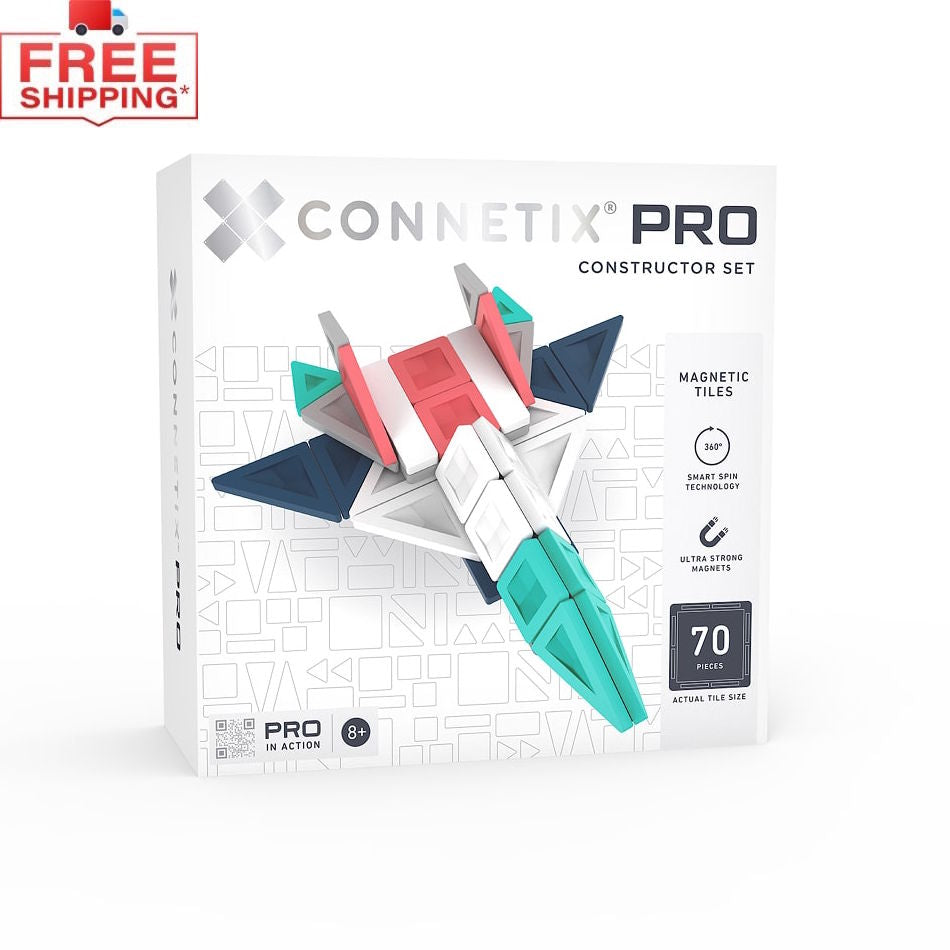 Connetix Pro Constructor Set packaging with colorful magnetic tiles on a white background