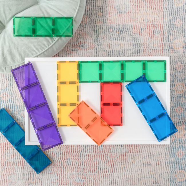 Connetix Tiles | 18 Piece Rainbow Rectangle Pack at Milk Tooth Australia