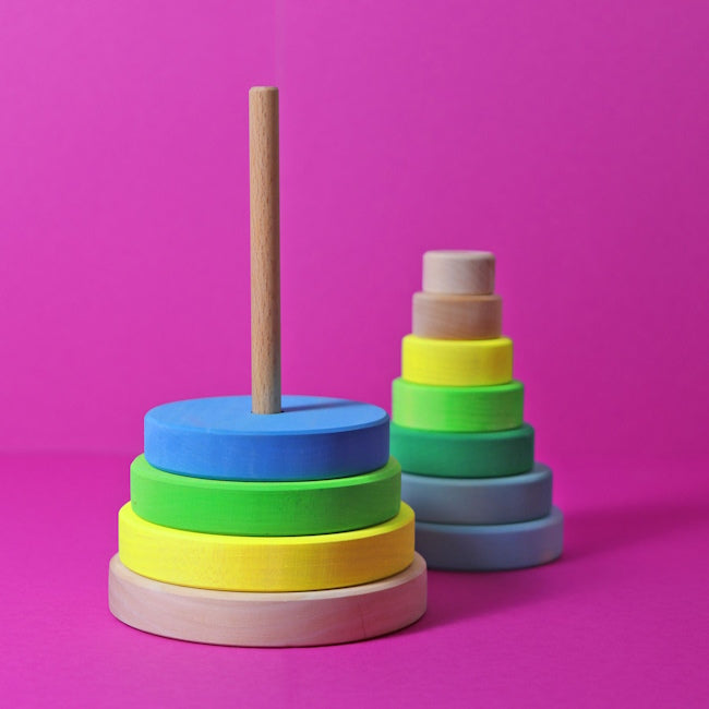 Grimm&#39;s | Conical Stacking Tower Neon Green at Milk Tooth