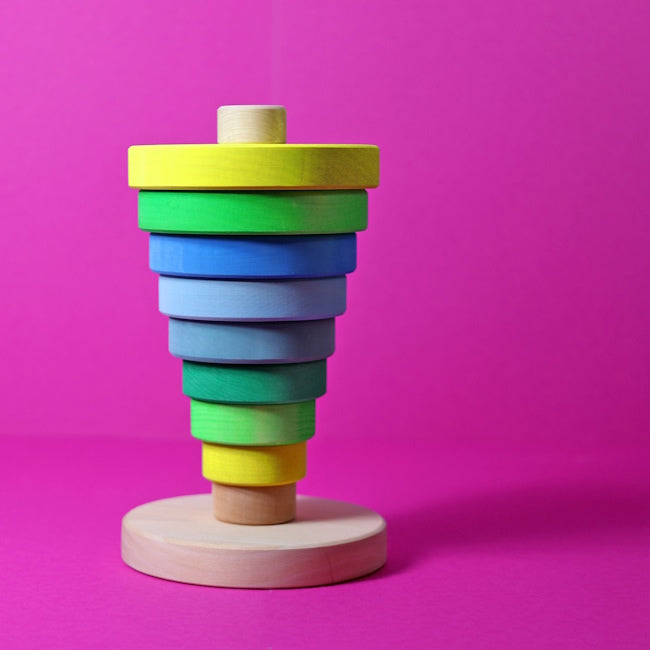 Grimm&#39;s | Conical Stacking Tower Neon Green at Milk Tooth