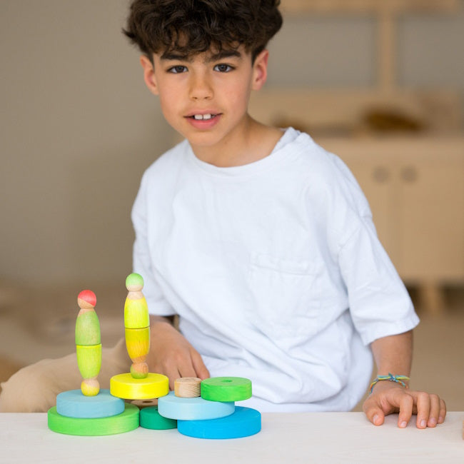 Grimm&#39;s | Conical Stacking Tower Neon Green at Milk Tooth