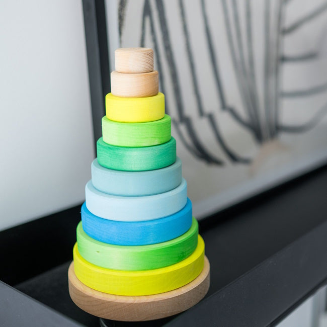 Grimm&#39;s | Conical Stacking Tower Neon Green at Milk Tooth