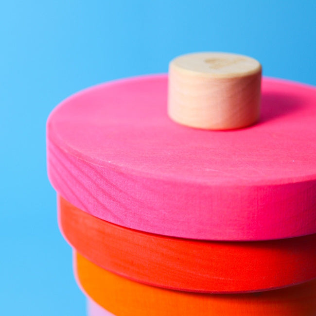 Grimm&#39;s | Conical Stacking Tower Neon Pink at Milk Tooth