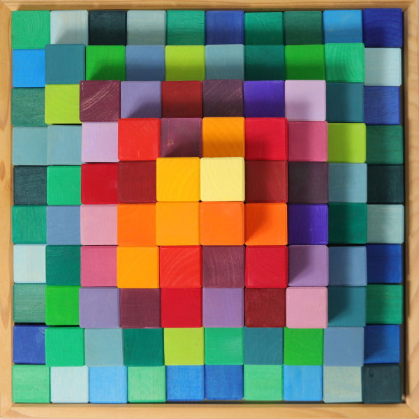 Wooden Toys Grimm's Large Stepped Pyramid Blocks Stackers Peg People Toys