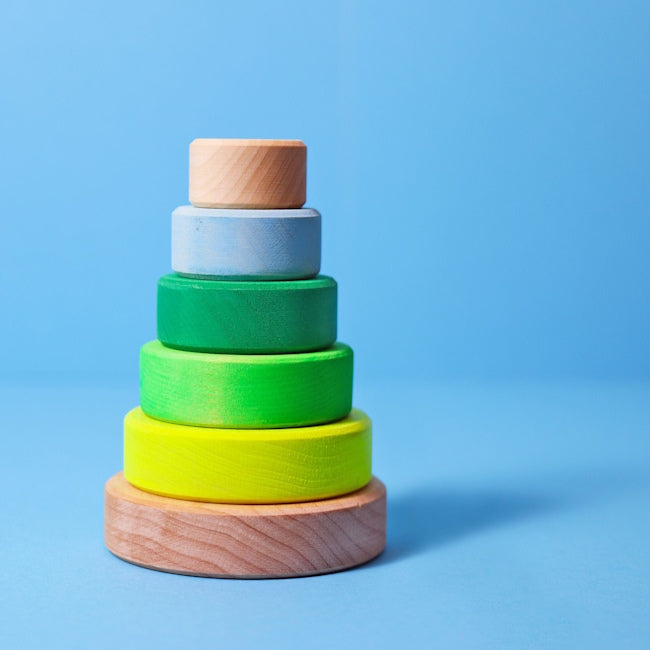 Grimm&#39;s | Small Conical Stacking Tower Neon Green at Milk Tooth