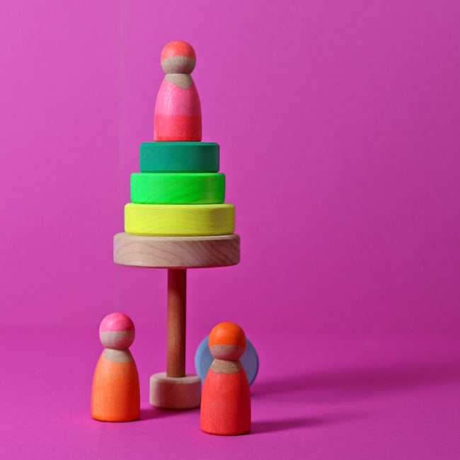 Grimm&#39;s | Small Conical Stacking Tower Neon Green at Milk Tooth