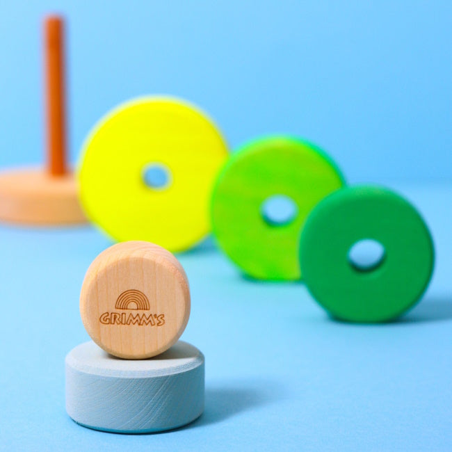 Grimm&#39;s | Small Conical Stacking Tower Neon Green at Milk Tooth