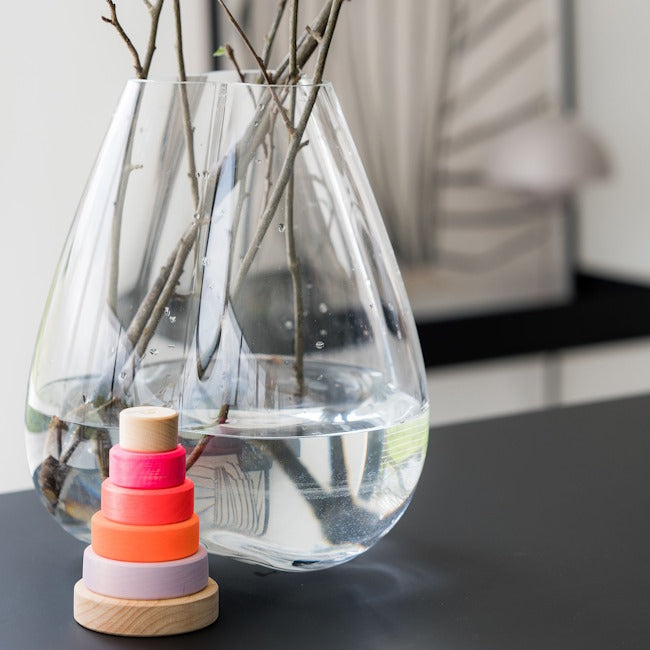 Grimm&#39;s | Small Conical Stacking Tower Neon Pink at Milk Tooth