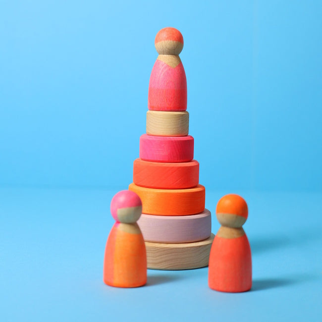 Grimm&#39;s | Small Conical Stacking Tower Neon Pink at Milk Tooth