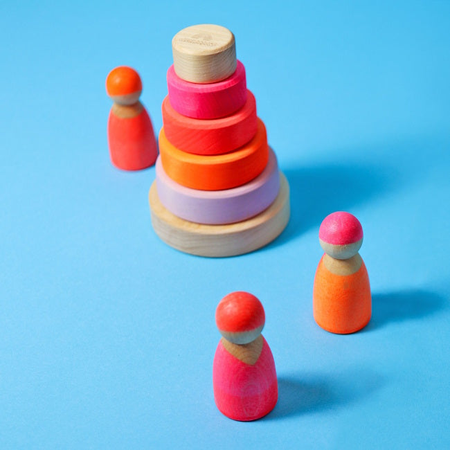 Grimm&#39;s | Small Conical Stacking Tower Neon Pink at Milk Tooth