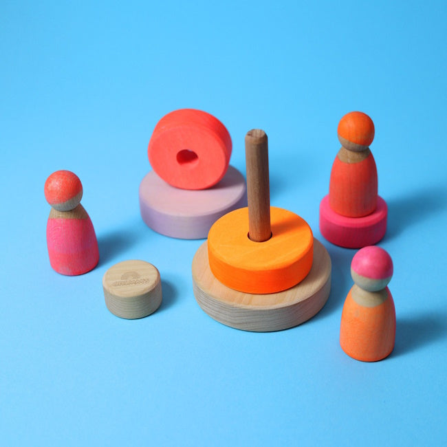 Grimm&#39;s | Small Conical Stacking Tower Neon Pink at Milk Tooth